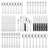 Silvaris | 48-teilige spülmaschinenfeste Besteckkollektion – Moderne Kontrastmuster – Silber