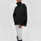 Amelia | Eleganter Strick-Dolcevita-Pullover – Korvidschwarz