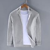 Oliver | Lässige Strickjacke mit Reißverschluss – Hellgrau