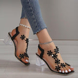 Sofie™ - Modische Casual Blockabsatzsandalen mit Bergkristallen für Frauen – Schwarz