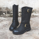 Ophelia | Schnalle Blockabsatz Stiefel – Schwarz