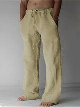Garth - Leinen-Baggy-Hose für Herren – Khaki