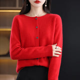 Hannah | Merinowolle Cardigans – Rot