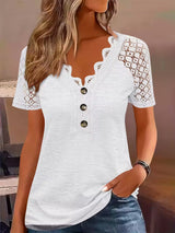 Stephanie | Leichtes schickes Spitzen T Shirt – Weiß