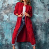 Damenmantel aus gestrickter  -ROWOHT – Rot