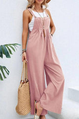 Solania – Stylischer Overall mit weitem Bein – Rosa