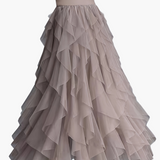 Damenrock Elegante Mehrlagige Volant Romantisches Festkleid – Khaki