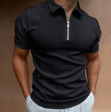 Evan – Zip-Poloshirt mit moderner Linie – Schwarz