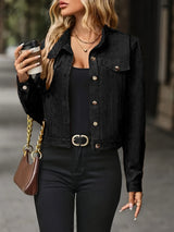 Slavica – Vintage Jacke Mit Langen Ärmeln Und Knöpfen Vorne – Schwarz