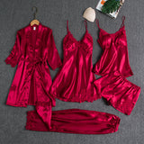 Emirae - fünfteiliges Nachtwäsche-Set – Rot