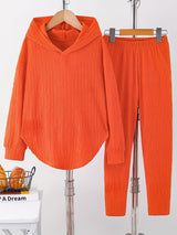 Berenika – Lässiges Kapuzen Top And Leggings – Orange
