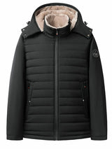 Eli – stylische winterjacke für herren – warme, wattierte leecejacke mit kapuze – Schwarz