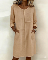 Taryn - Langarm-Shiftkleid mit Softtouch – Aprikose