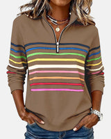 Trina-mae™ – Bequeme Striped Sweater – Khaki