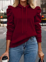 Nandita - Atmungsaktiver Langarm Kapuzenpullover – Burgund