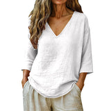 Rhianna - Elegante Bluse mit V-Ausschnitt – Weiß