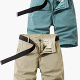 Herren-Bermudashorts mit Gürtel für Sommer- und Outdoor-Aktivitäten – Hellblau + Khaki