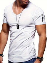 Raphael - Einfaches T-Shirt mit V-Ausschnitt für Herren – Weiß