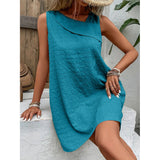Clara - Ärmelloses Mini-Strandkleid mit schickem Stil – Blau