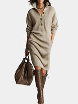Janice™ - Elegante Strickkleid – Khaki