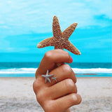 Verstellbarer Seesternring in Silber und Gold – Silber