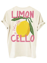 Limoncello Sommer T-Shirt mit Zitronenprint – Oversized Unisex – Beige