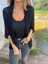Veronique – Cardigan Mit Halben Ärmeln – Schwarz