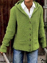 Bressan – Elegante Strickjacke Mit Langen Ärmeln Und Kapuze – Grün
