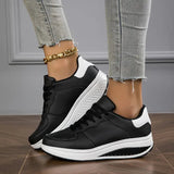 Atmungsaktive Plattform-Sneaker für Damenmode – Schwarz-Weiß