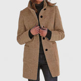 Elena – Klassischer Mantel in Wollmix – Khaki