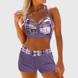 Janelle | Hochgeschnittener Bikinis mit Rippstruktur – Lila