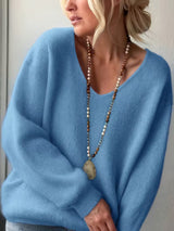 Yalitan – Langarmpullover mit V-Ausschnitt – Blau