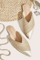 Trendige Espadrille-Mules mit Spitze – Beige