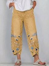 Giada - Bedruckte Relaxed-Fit-Jeans – Gelb