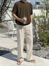 Mason - Modernes Ensemble aus gestricktem Poloshirt und Leinenhose – Lino