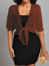 Skyla - Elegante Bluse mit offener Vorderseite für Damen – Karamellfarbe