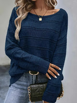 Lila strickpullover mit langen armeln – mia – Marineblauw