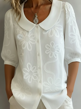Perina - Soft-Touch-Bluse mit Blumenmuster – Weiß