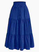 Damenrock mit Smockbund Eleganter Alltagsstil Midi Volantrock – Kornblumenblau