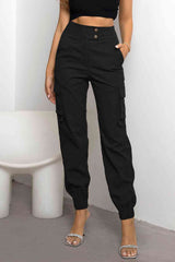 Victorya - Hochtaillierte Cargo-Hose – Schwarz