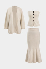 Liselotte | Elegantes Strick-Zweiteiler-Set mit Cardigan – Beige