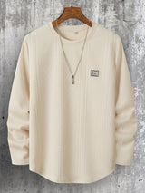 Lyman – Langarm Kapuzenpullover Mit Geometrischem Muster – Beige