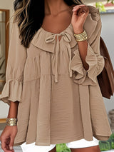 Garbine – Elegante Bluse Mit Rüschen Am Ausschnitt – Khaki