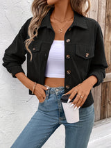 Nichola – Langärmelige Jacke Mit Knopfleiste – Schwarz