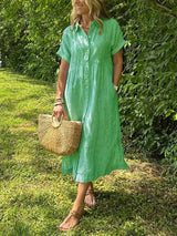 Lumae - Maxi-Hemdkleid mit weichem Griff – Grün