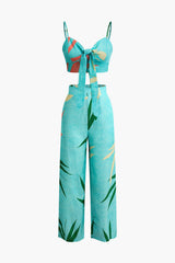 Bailey | Zweiteiler mit Knoten-Top & Bambusprint-Hose – Türkis
