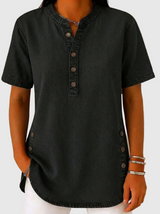 Julina – Jeansbluse Mit Lockerer Passform – Schwarz