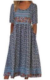 Helga - Besonderes Midikleid mit Rundhalsausschnitt – Stil-5