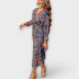 Oriana - Stilvolles Langarmkleid – Blau