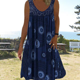 Paduch – Lässiges ärmelloses Sommer Kleid Mit Drucken – Marineblau